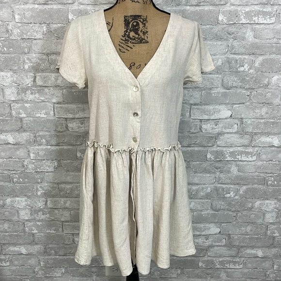 NUNUI Dresses & Skirts - NUNUI Button Down Linen Blend Dress